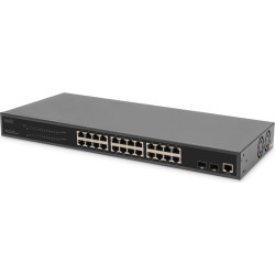 Digitus 24-Port Gigabit PoE Networkswitch,19 Zoll, L2 managed,2 Uplink Ports, SFP, 430 W, af/at