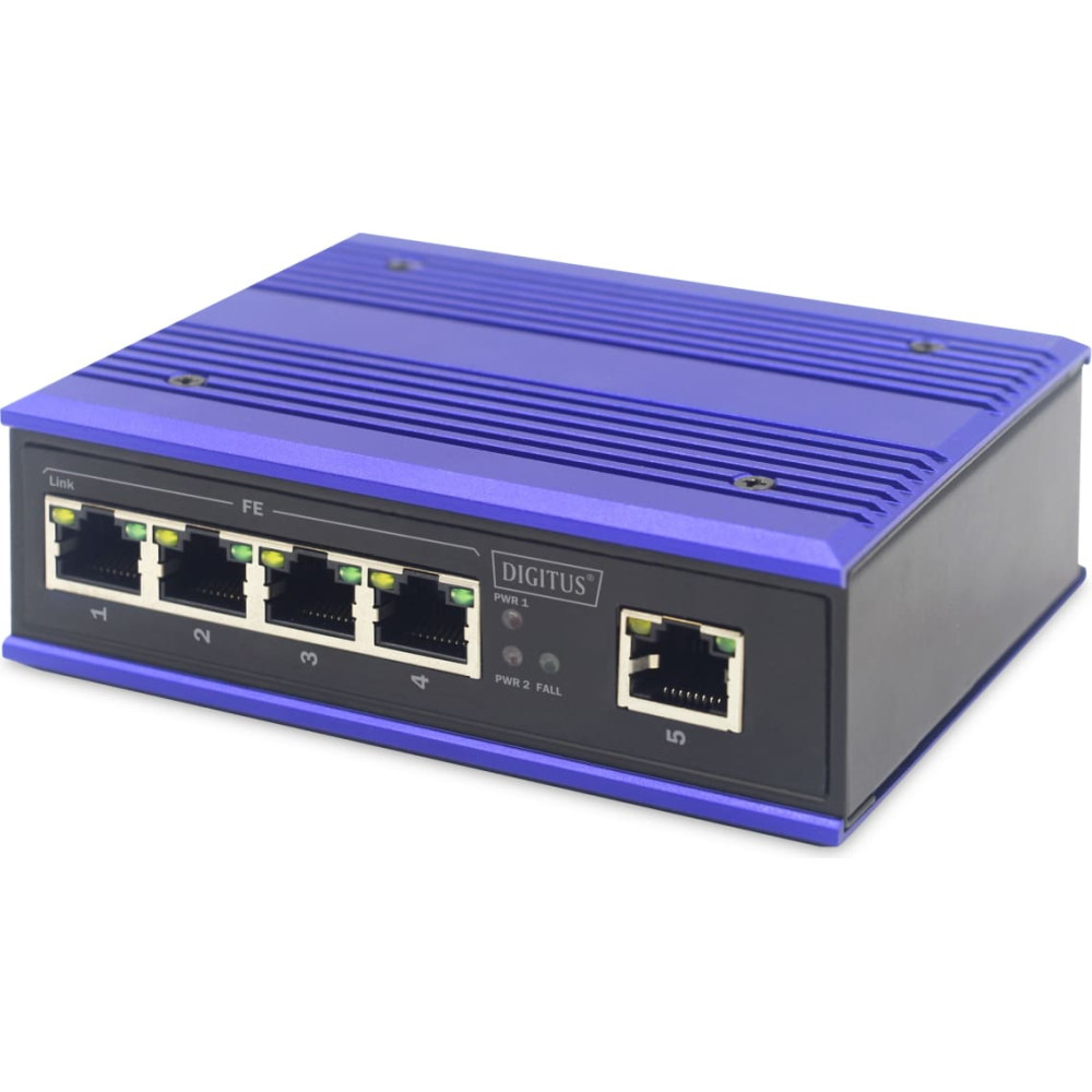 Digitus 4 port Fast Ethernet network switch, industrial, unmanaged, 1 RJ45 uplink