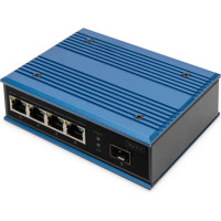 Digitus 4 port Fast Ethernet network PoE switch, industrial, unmanaged, 1 SFP uplink