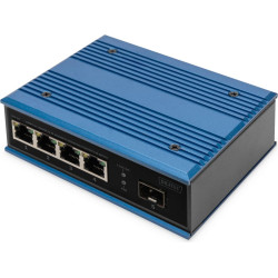 Digitus 4 port Fast Ethernet network PoE switch, industrial, unmanaged, 1 SFP uplink