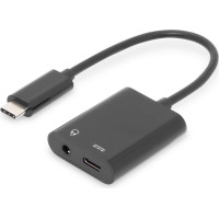 Digitus USB Type-C adapter / converter, Type-C? to USB Type-C + 3.5mm stereo