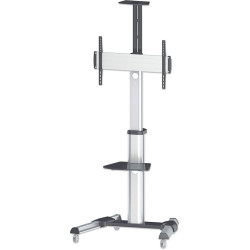 Manhattan 461245 monitora stiprinājums un statīvs 177,8 cm (70") Grīda Melns, Sudrabs