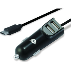 Conceptronic KFZ-Ladegerät 2Port  15W,2xUSB-A+USB-C Kabel sw