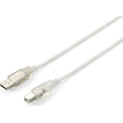 Equip USB Kabel 2.0 A-B St/St 1.0m transparent Polybeutel