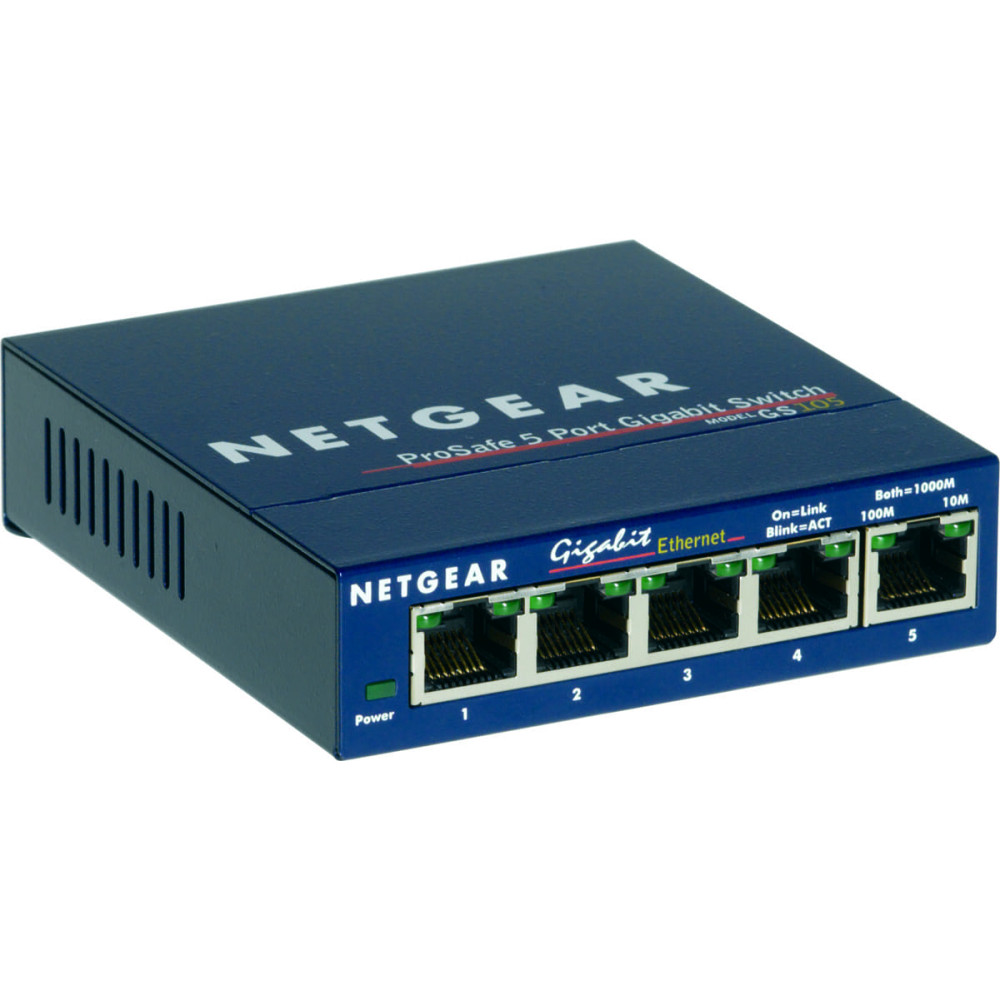 Netgear GS105 Nepārvaldīts Gigabit Ethernet (10/100/1000) Zils