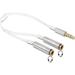 Delock Cable audio splitter stereo jack male 3.5 mm 4 pin  2 x stereo jack female 3.5 mm 4 pin 25 cm
