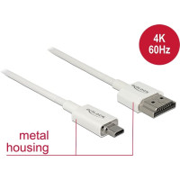 Delock Cable High Speed HDMI with Ethernet - HDMI-A male > HDMI Micro-D male 3D 4K 1 m Slim High Quality
