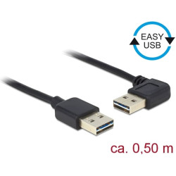 Delock Cable EASY-USB 2.0 Type-A male > EASY-USB 2.0 Type-A male angled left / right 0,5 m