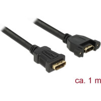 Delock Cable HDMI-A female > HDMI-A female panel-mount 4K 30 Hz 1 m