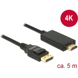 Delock Cable DisplayPort 1.2 male > High Speed HDMI-A male passive 4K 30 Hz 5 m black