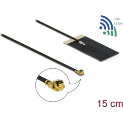 Delock WLAN 802.11 ac/ax/a/h/b/g/n Antenna I-PEX Inc., MHF® I plug 2.7 - 3.0 dBi 1.13 15 cm FPC internal self adhesive