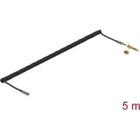 Delock Coiled Cable Extension 3.5 mm 3 pin Stereo Jack male to Stereo Jack female with 6.35 mm screw adapter 5 m