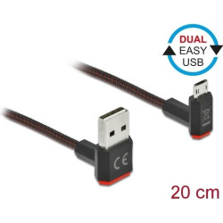 Delock EASY-USB 2.0 Cable Type-A male to EASY-USB Type Micro-B male angled up / down 0.2 m black
