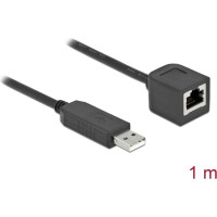 Delock Serial Connection Cable with FTDI chipset, USB 2.0 Type-A male to RS-232 RJ45 female 1 m black
