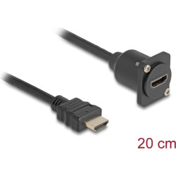 Delock D-Type HDMI cable male to female black 20 cm