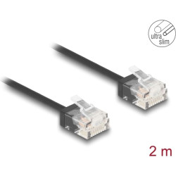Delock RJ45 Network Cable Cat.6 UTP Ultra Slim 2 m black with short plugs