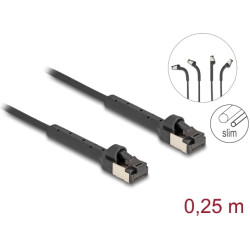Delock RJ45 Slim Network Cable Cat.8.1 U/FTP angled up to 40 Gbps black 0.25 m