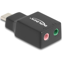 Delock External USB Sound Card with USB Type-C™ male to 2 x 3.5 mm Stereo jack Plug & Play Audio Adapter black