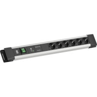 Bachmann CONNECTUS 6xCEE7/3, 1xGVS-Plus 1xSchalter 2,0m CEE7/7 Grau
