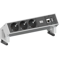 Bachmann DESK2 3x earthing contact, 1x CAT6 1x USB3 white