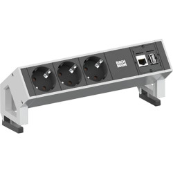Bachmann DESK2 3x earthing contact, 1x CAT6 1x USB3 white