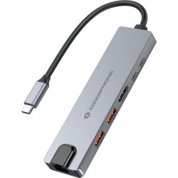 Conceptronic DONN29G dokstacija Vadu USB 3.2 Gen 2 (3.1 Gen 2) Type-C Pelēks