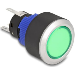 Delock Push Button protruding for Installation 22 mm 5 x solder connection actuator flat plastic LED green