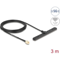 Delock 5G LTE Antenna SMA plug 3 dBi omnidirectional fixed with connection cable RG-174 3 m adhesive mounting outdoor black