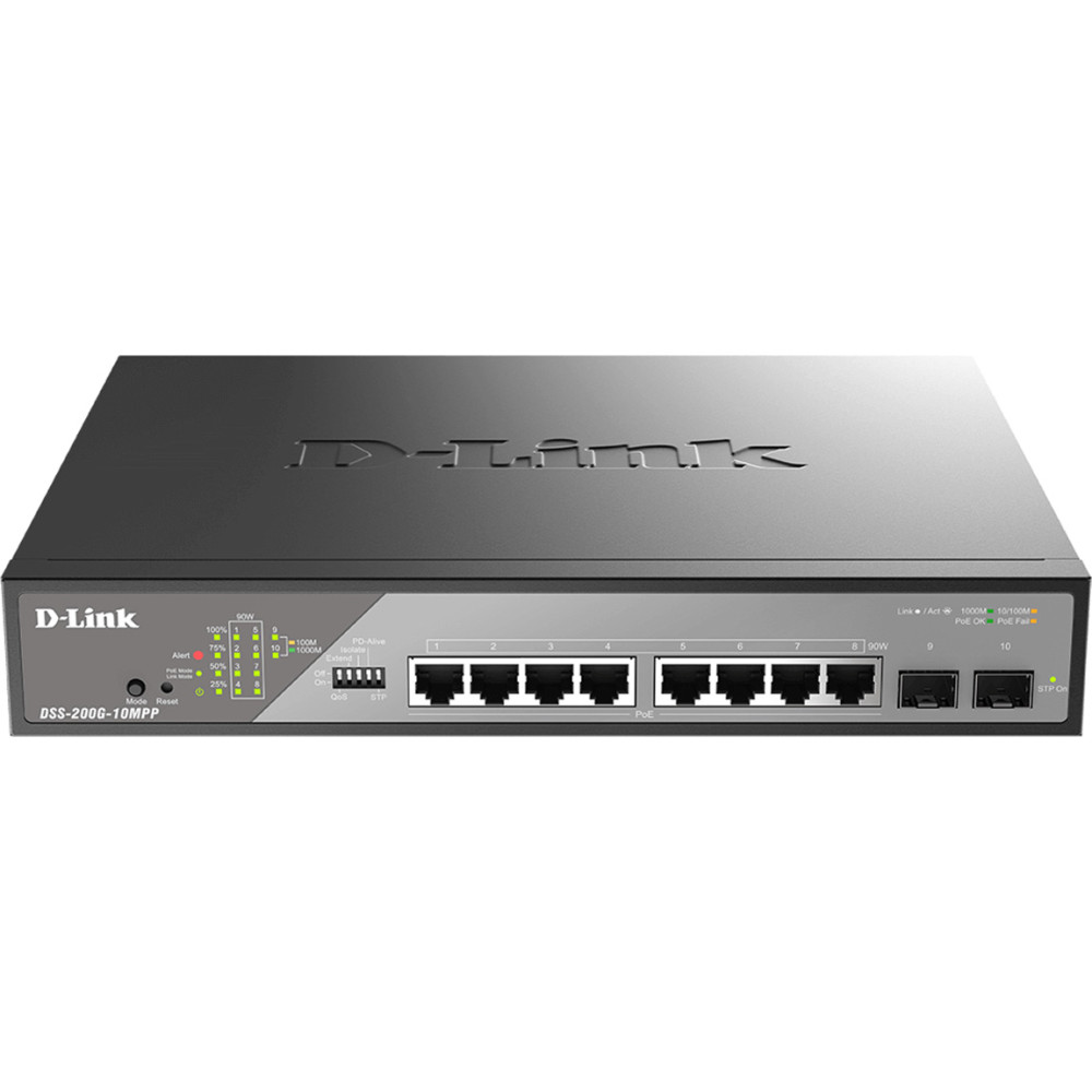 D-Link DSS-200G-10MPP/E 10-Port Switch, Desktop Gigabit PoE Surveillance  242W
