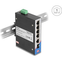 Delock Industrial Gigabit Ethernet Switch 4 Port PoE 1 Port RJ45 1 Port SFP for DIN rail