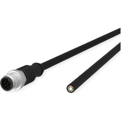 Metz Connect Sensor-/Aktorltg., M12-ST A-kodiert, gerade-freies Ende, ungeschirmt, 8polig, PUR, schwarz, 1 m