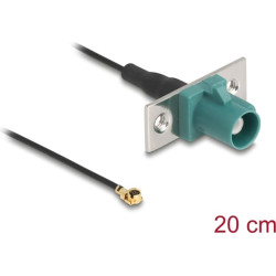Delock Antennenkabel FAKRA E Stecker zu MHF® I Stecker 1,13 - 20 cm 2 vorgestanzte Löcher