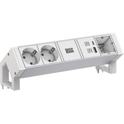 Bachmann DESK2 ALU WHITE 2xCEE7/3 1xCM 1xUSB A/C 22W 0.2m GST18