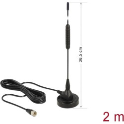 Delock DAB+ Antenna F Plug 0 dBi omnidirectional with magnetical stand fixed black