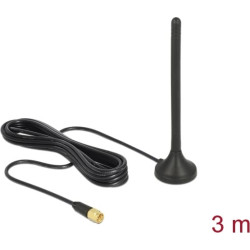 Delock GSM / UMTS / LTE Antenna SMA plug 2.5 dBi fixed omnidirectional with magnetic base and connection cable (RG-174, 3 m) out