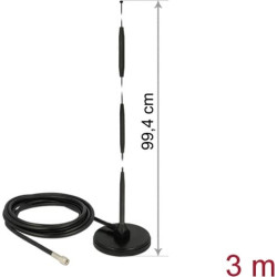 Delock GSM Antenna SMA plug 7 dBi fixed omnidirectional with magnetic base and connection cable (RG-58, 3 m) outdoor black