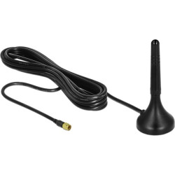 Delock LTE Antenna SMA plug 1 - 2 dBi fixed omnidirectional with magnetic base and connection cable RG-174 A/U 3 m outdoor black