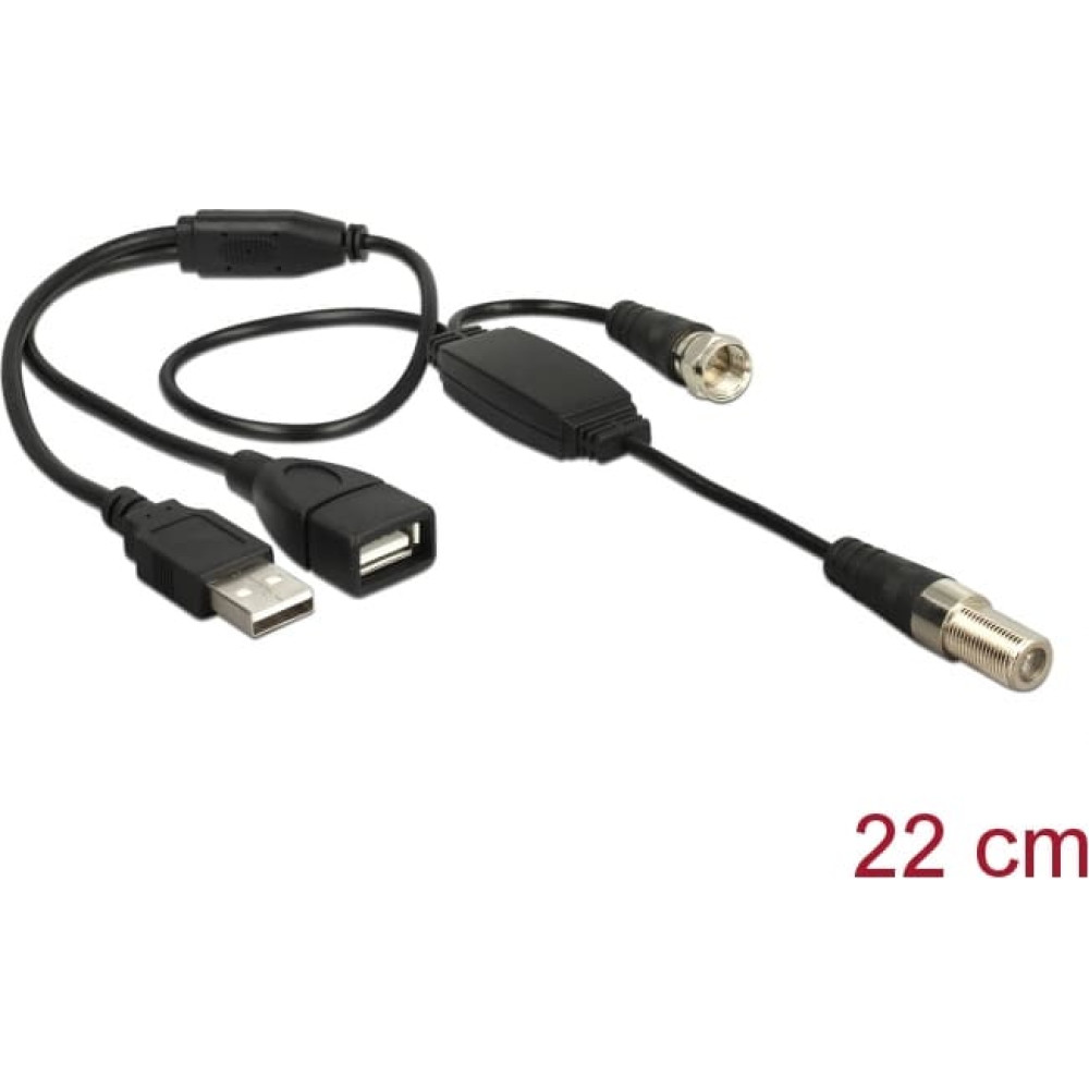 Delock Antenna Cable F Jack > F Plug with phantom power 5 V via USB 22 cm