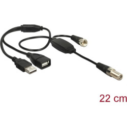 Delock Antenna Cable F Jack  F Plug with phantom power 5 V via  USB 22 cm
