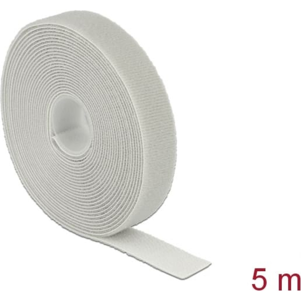 Delock Hook-and-loop tape on roll L 5 m x W 20 mm grey