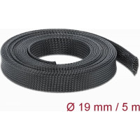 Delock Braided Sleeve stretchable 5 m x 19 mm black