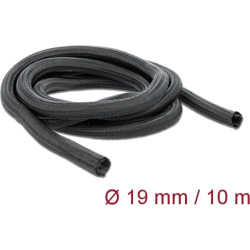Delock Braided Sleeving self-closing 10 m x 19 mm black