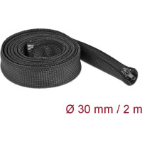 Delock Braided Sleeve with zip fastener heat-resistant 2 m x 30 mm black