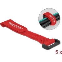 Delock Hook-and-loop cable tie with loop L 150 x W 20 mm red 5 pieces