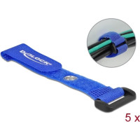 Delock Hook-and-loop cable tie with Loop and Fastening Eyelet L 150 x W 20 mm blue 5 pieces