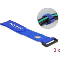 Delock Hook-and-loop cable tie with Loop and Fastening Eyelet L 280 x W 38 mm blue 3 pieces