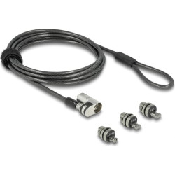 Navilock Laptop Security Cable with 3 lockheads for Kensington, Noble Wedge and Nano slot