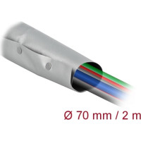 Delock Cable protection sleeve with snap button fastener heat-resistant 2 m x 70 mm grey / black