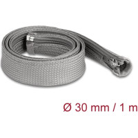 Delock Braided Sleeve with zip fastener heat-resistant 1 m x 30 mm grey