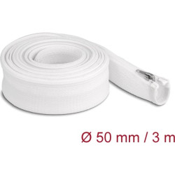 Delock Braided Sleeve with zip fastener heat-resistant 3 m x 50 mm white